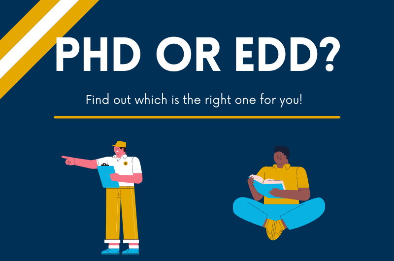 Infographic comparing a PhD to an EdD.